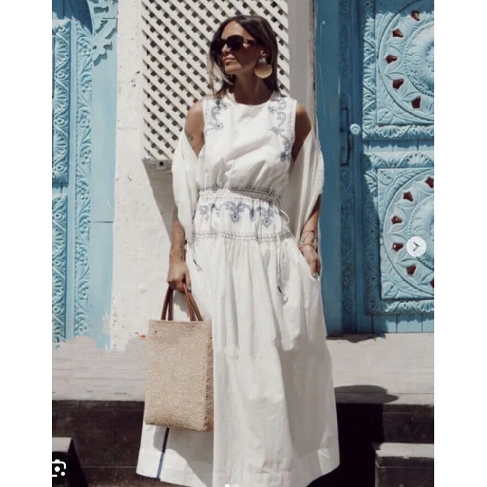 ZARA NWT EMBROIDERED MIDI DRESS XL